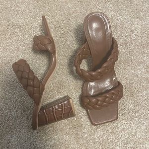 Brown braid heels
